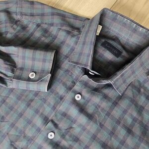Lanvin Men's Dress Plaid Long Sleeve Shirt 39. 15.5 (C1)
